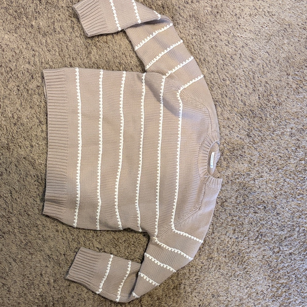 Staccato Taupe and White Striped Sweater